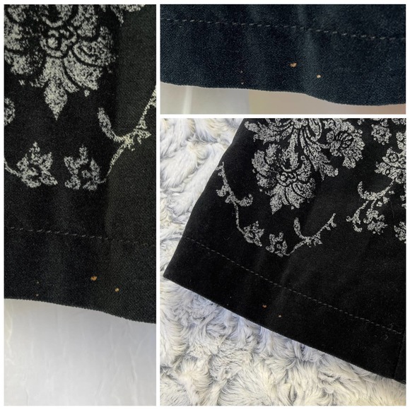 🚫SOLD🚫 VTG Y2K DKNY Jeans Black Velvet Long Coat w/ Pockets Grey Baroque - Picture 16 of 16